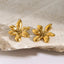 Boucles d'oreilles en acier inoxydable plaqué or avec motif floral