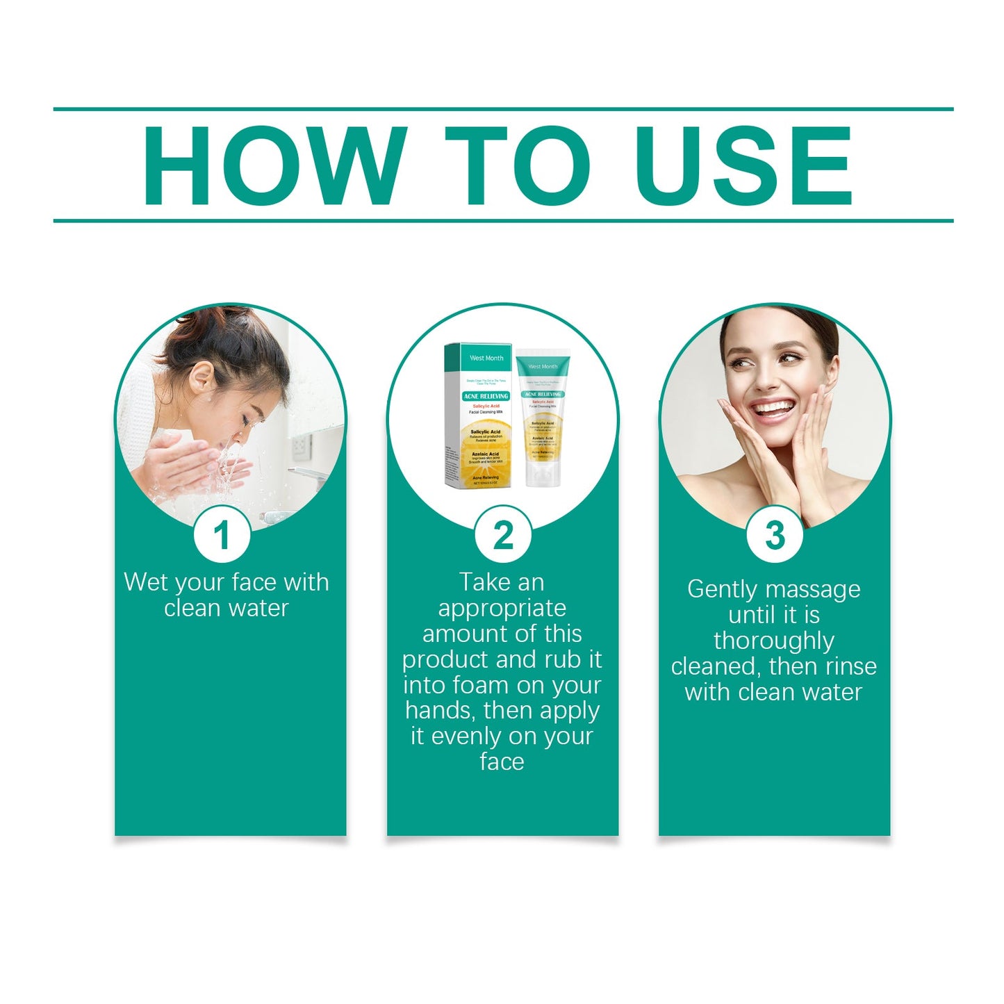 Salicylic Acid Anti-Acne Cleanser, Moisturizing Oil Control, Cleaning And Soothing Skin - Korvel