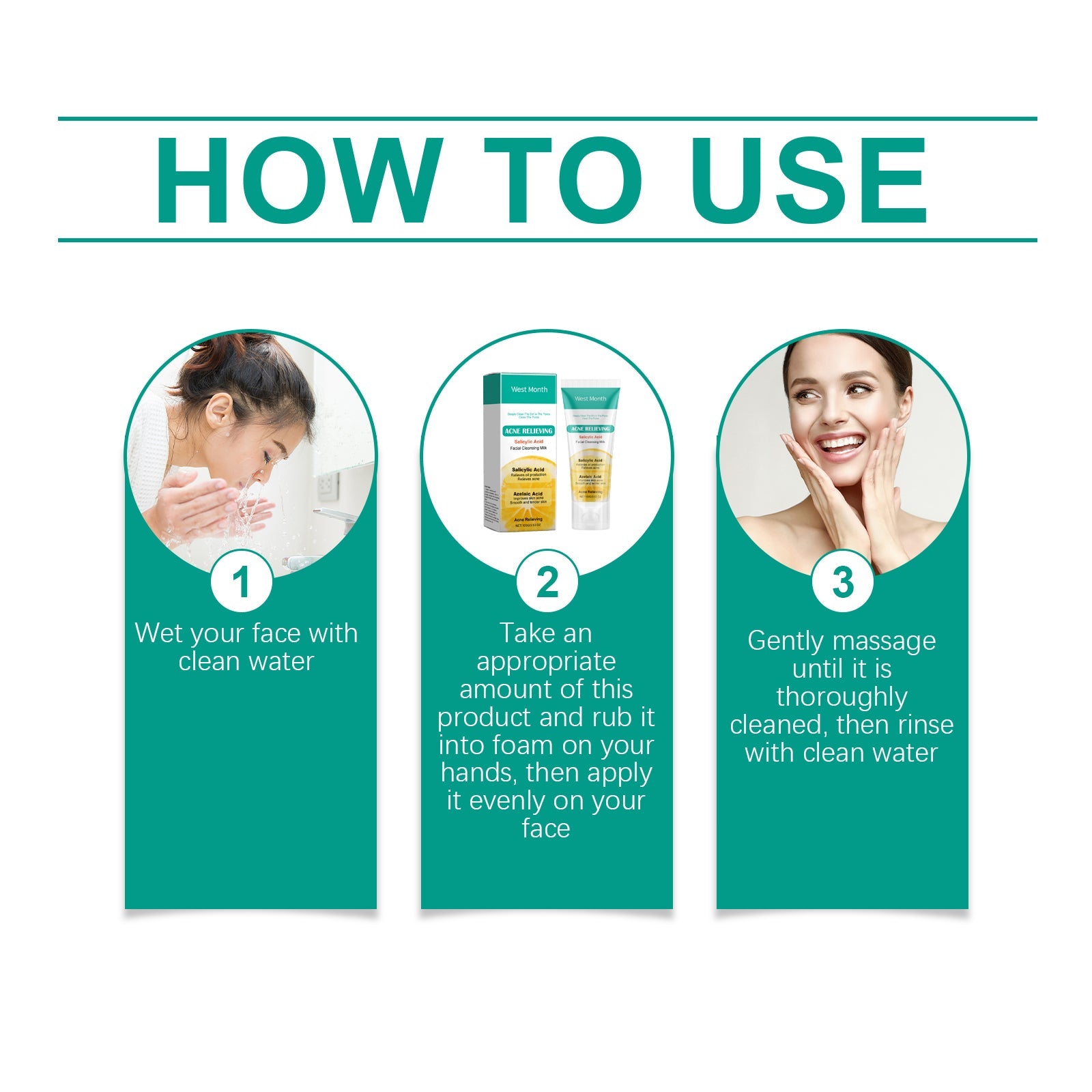 Salicylic Acid Anti-Acne Cleanser, Moisturizing Oil Control, Cleaning And Soothing Skin - Korvel