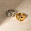 Stainless Steel Inlaid Rhinestone Bypass Ring - Korvel