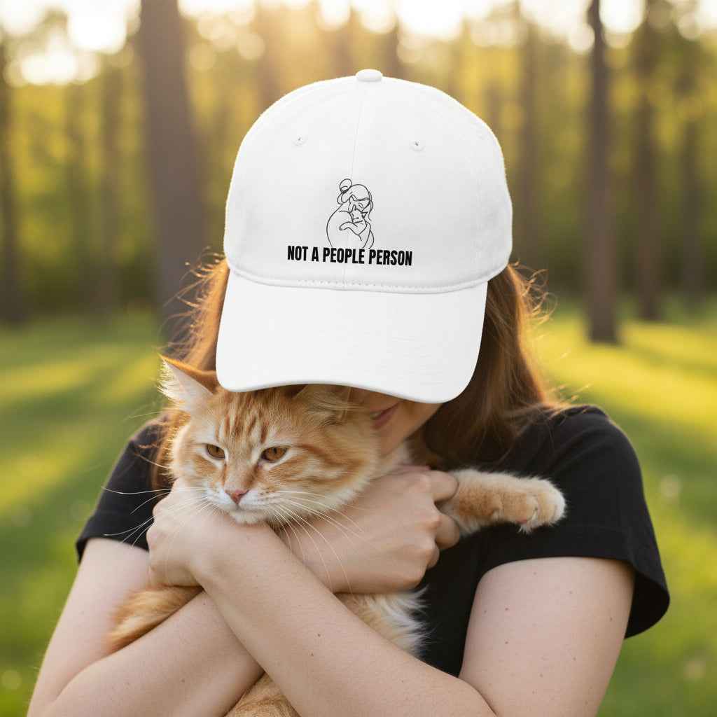 Casquette en coton à profil bas avec art linéaire de chat "Pas une personne sociable"