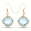 Boucles d'oreilles pendantes en topaze bleue plaquées or jaune 14K