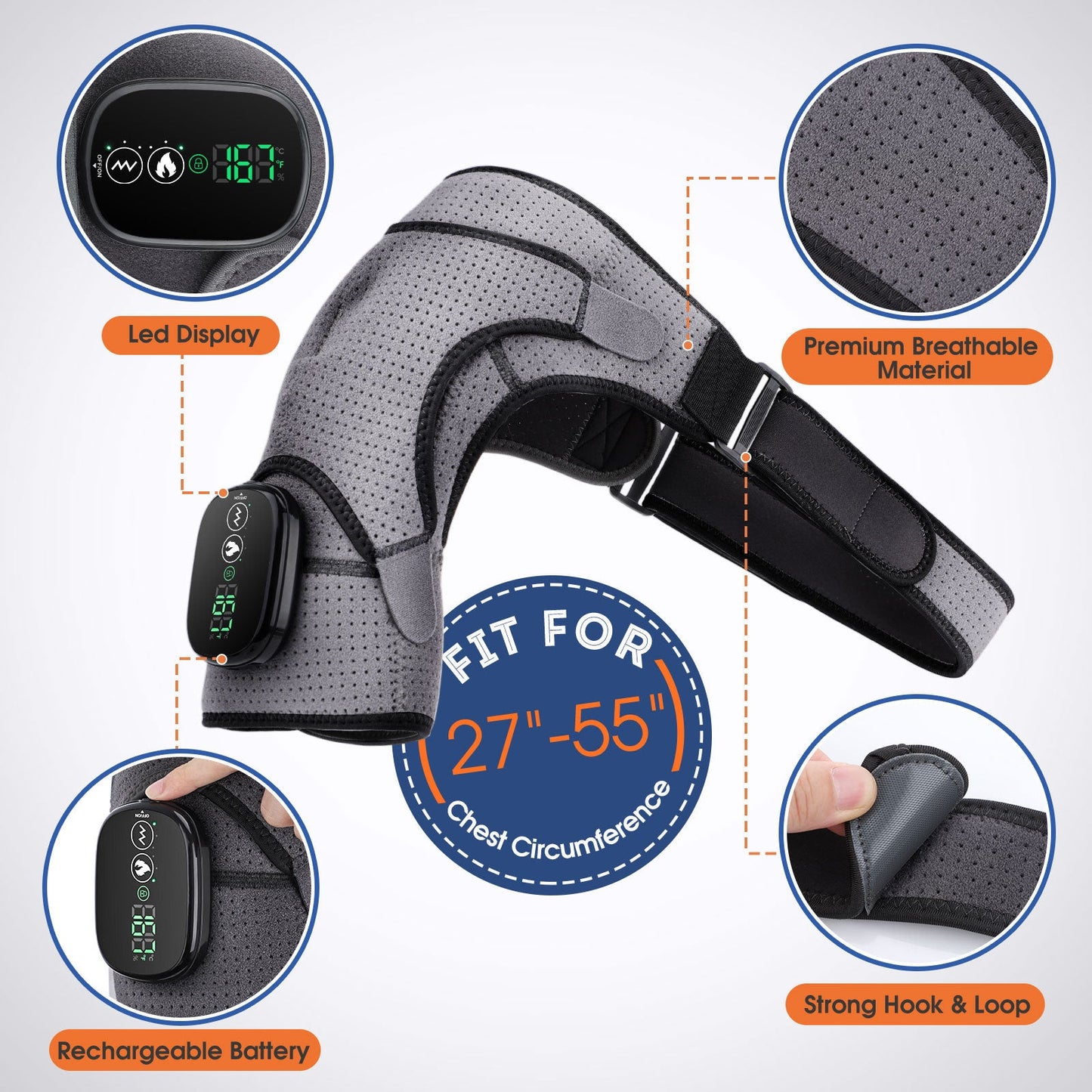 Touchscreen controller hole shaped shoulder protection electric heating shoulder protection heating vibration massager - Korvel