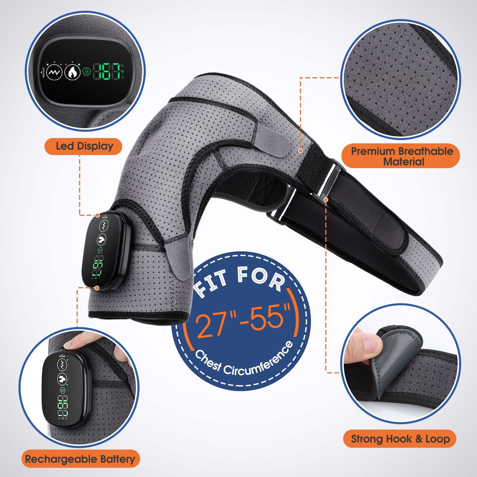 Touchscreen controller hole shaped shoulder protection electric heating shoulder protection heating vibration massager - Korvel