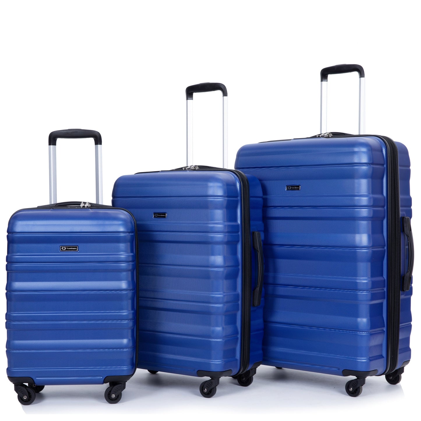 3 Piece Luggage Sets PC Lightweight & Durable Expandable Suitcase with Two Hooks, Spinner Wheels, TSA Lock, (21/25/29) Dark Blue - Korvel