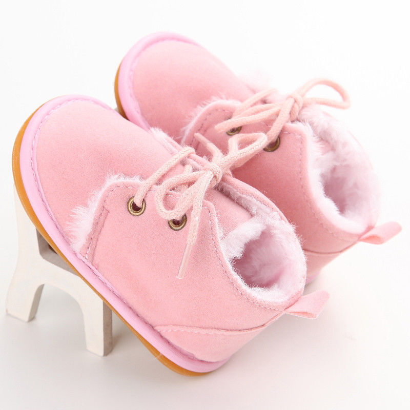 Newborn Baby Girl Boy Shoes Warm Snow Boots Toddler Infant Booties Prewalker Black White Pink - Korvel