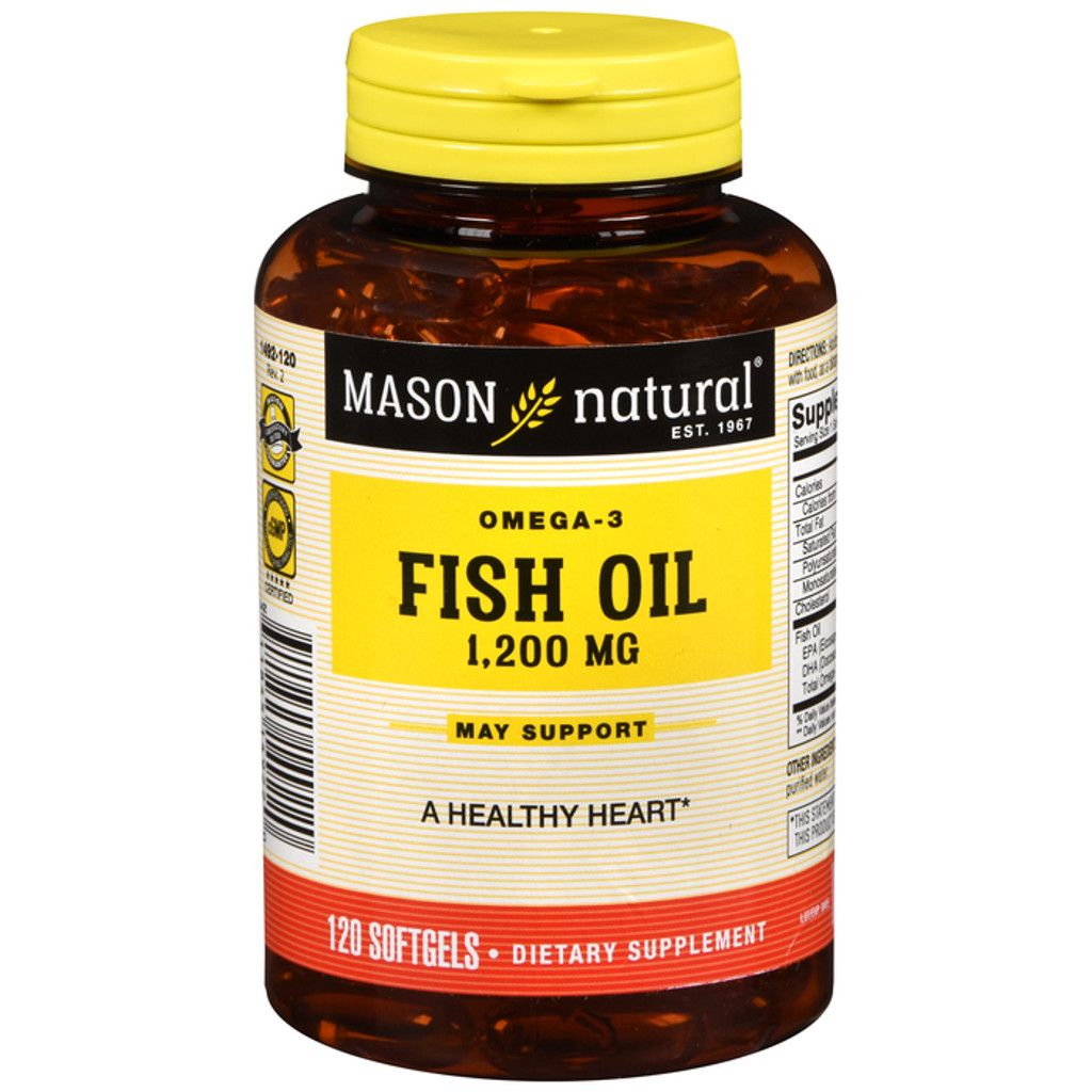 Mason Natural Omega 3 Huile de Poisson 1200 Mg - 120 Gélules Molles