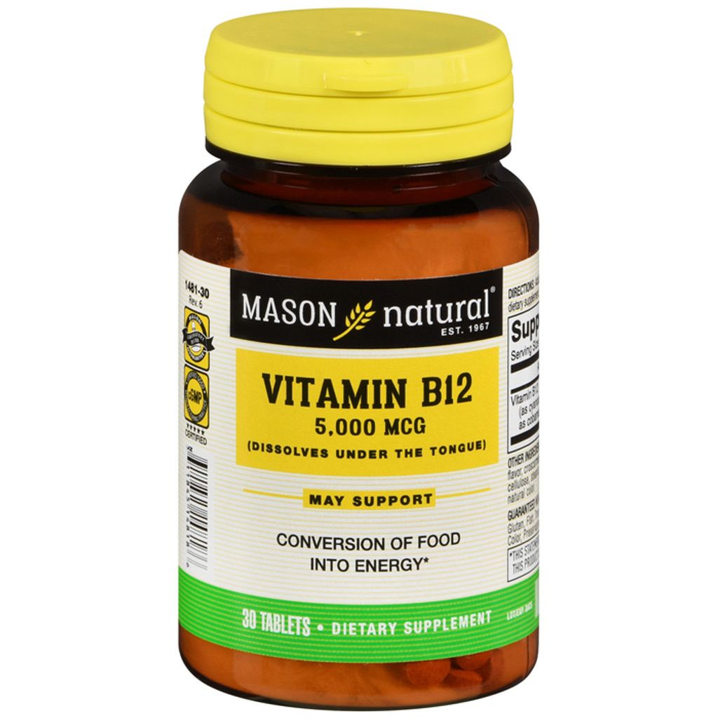 Mason Natural Vitamina B-12 Sublingual 5000 Mcg, 30 Tabletas