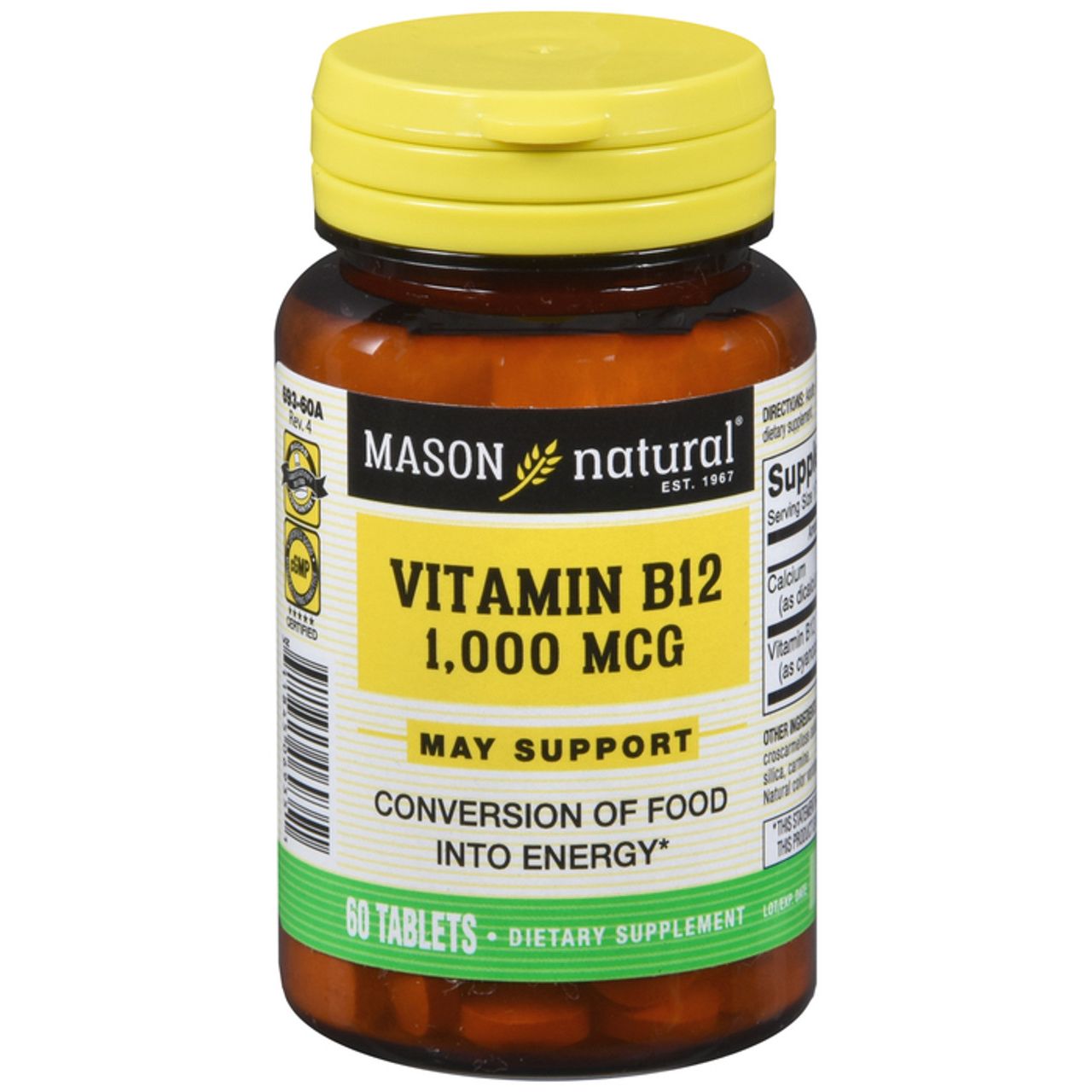 Mason Natural 1000 Mcg B-12 - 60 Tablets for Daily Wellness