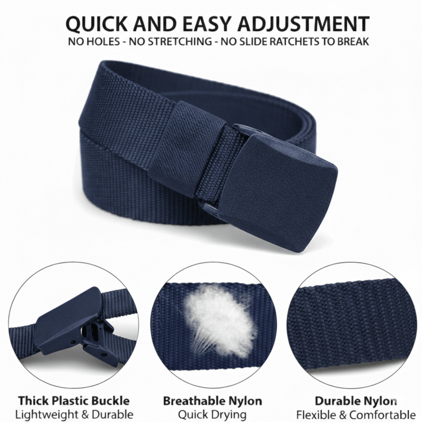 Cinturón Táctico Ajustable de Nylon XGear con Hebilla de Plástico