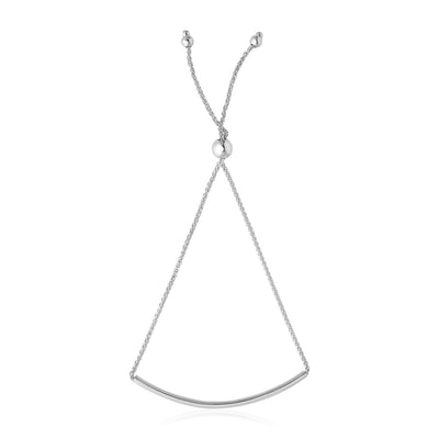 Bracelet Lariat en Or Blanc 14k à Barres Courbées Lisses