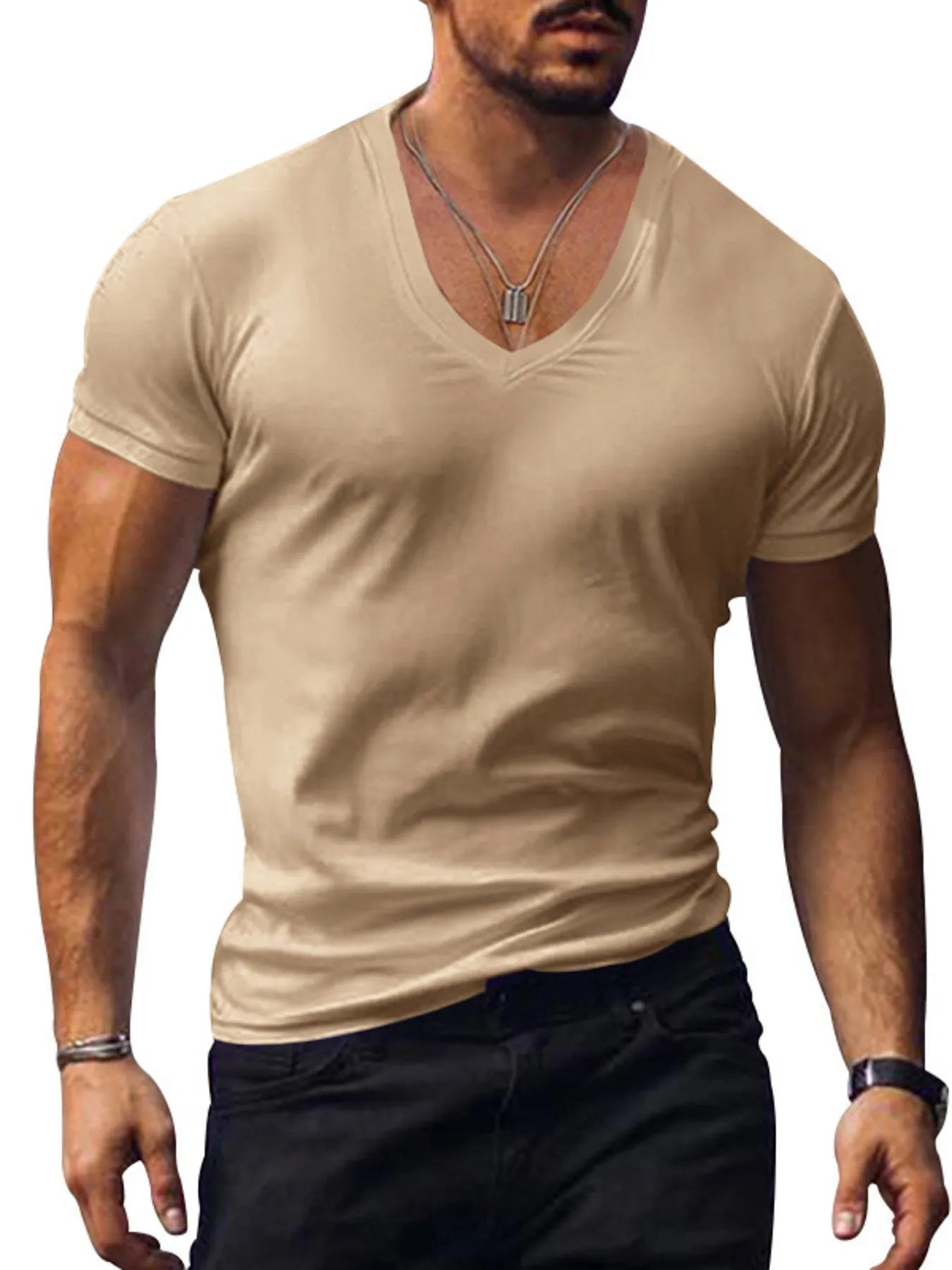 Men's Plus Size V-Neck Short Sleeve T-Shirt