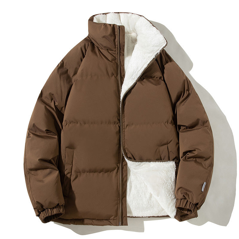 Chaqueta Puffer de Cuello Alto para Parejas con Bolsillos