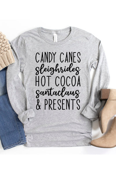 Candy Canes & Presents Long Sleeve Tee