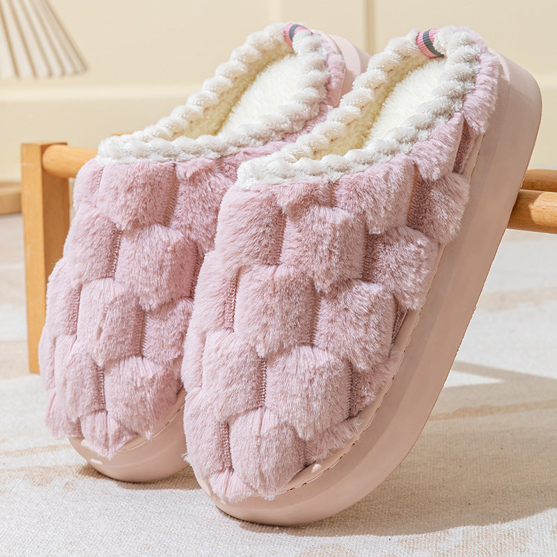 Zapatillas de algodón antideslizantes y cómodas para mujer con suela gruesa