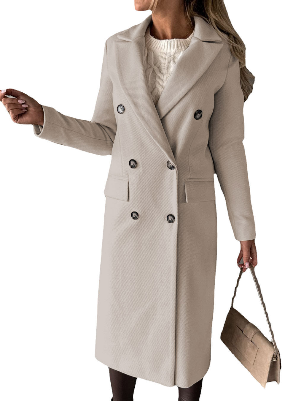 Double Breasted Lapel Coat - Premium Winter Overcoat for Women