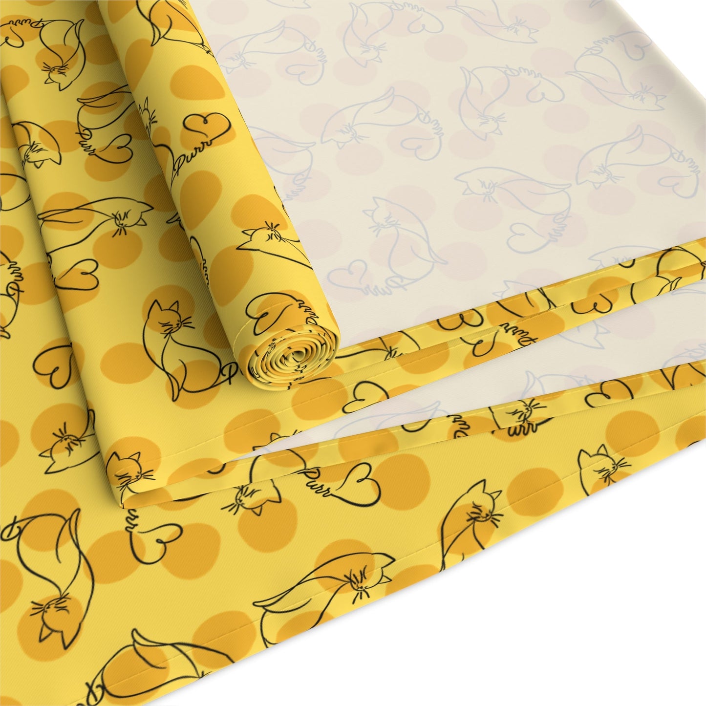 Golden Purr Cat Table Runner – Minimalist Line Art Design