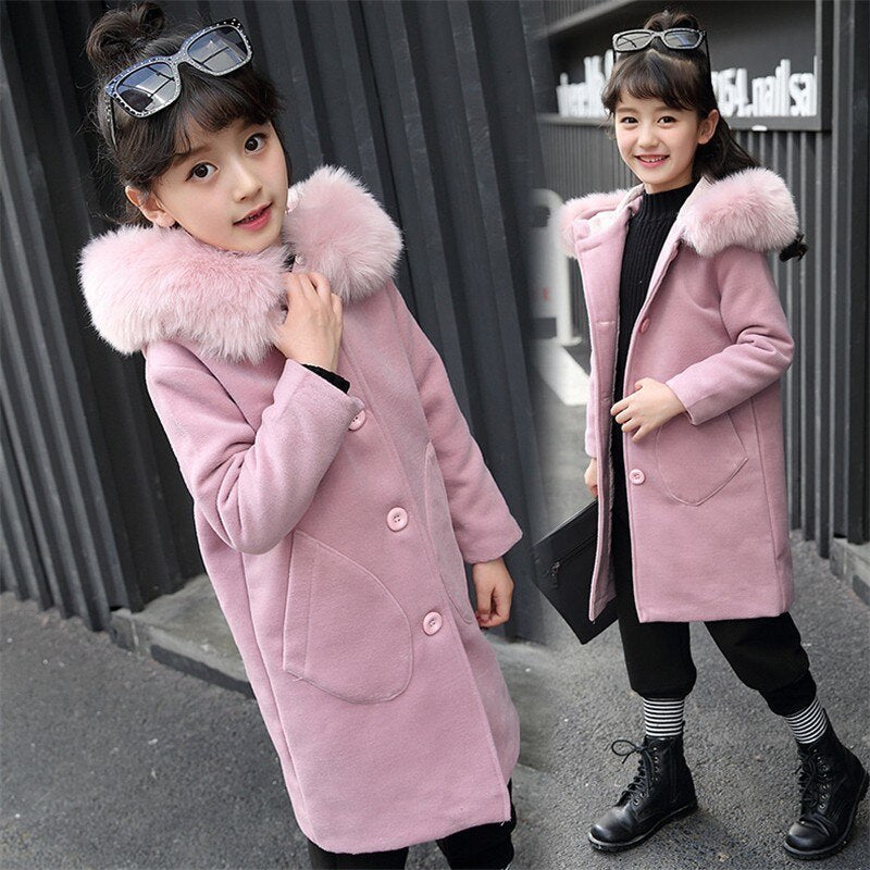 Girls Long Sleeve Hoode clothing Windbreaker spring autumn Winter clothes wool Coat Kids jacket Wedding Outwear parka - Korvel