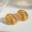 18K Gold-Plated Stainless Steel Ribbed Earrings - Korvel
