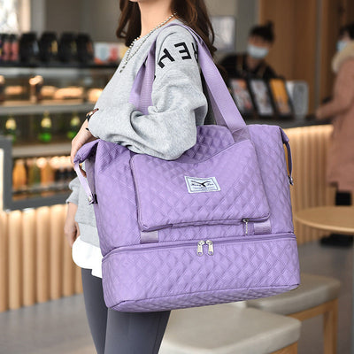 Foldable Travel Duffle Bag with Rhombus Design