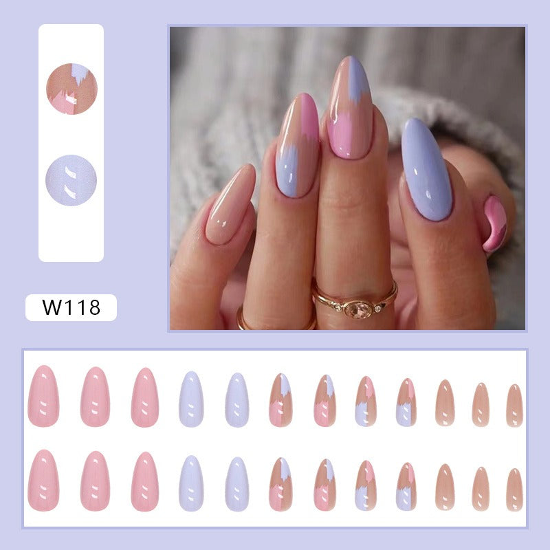 Finished manicure patches, wearable nails, drop-shaped manicure patches, contrasting color combinations - Korvel