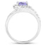Bague en argent sterling avec tanzanite véritable de 1,82 carat et zircon blanc