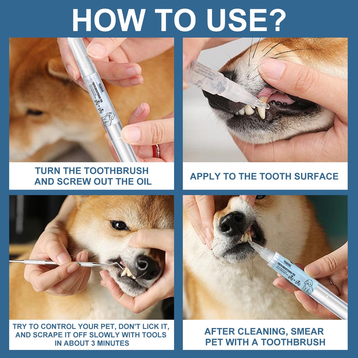 Pet Tooth Beauty Pen Dog Cat Cat Dog Pet tooth cleaning pen tartar stone cleaning tool - Korvel