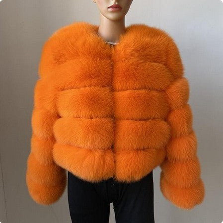 Elegant Faux Fur Patchwork Overcoat