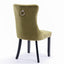 High-end Tufted Solid Wood Contemporary Velvet Upholstered Dining Chair with Wood Legs Nailhead Trim 2-Pcs Set Olive-Green - Korvel