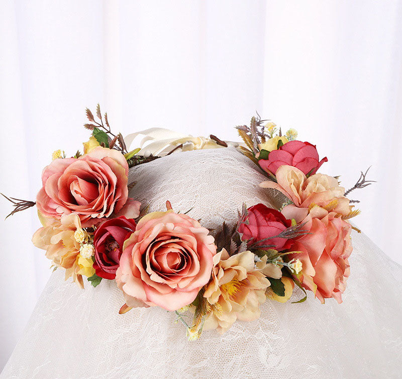 Korean style flower garland headwear, fresh flower crown, fashion show, dance party, flower crown, vacation, countryside props, - Korvel