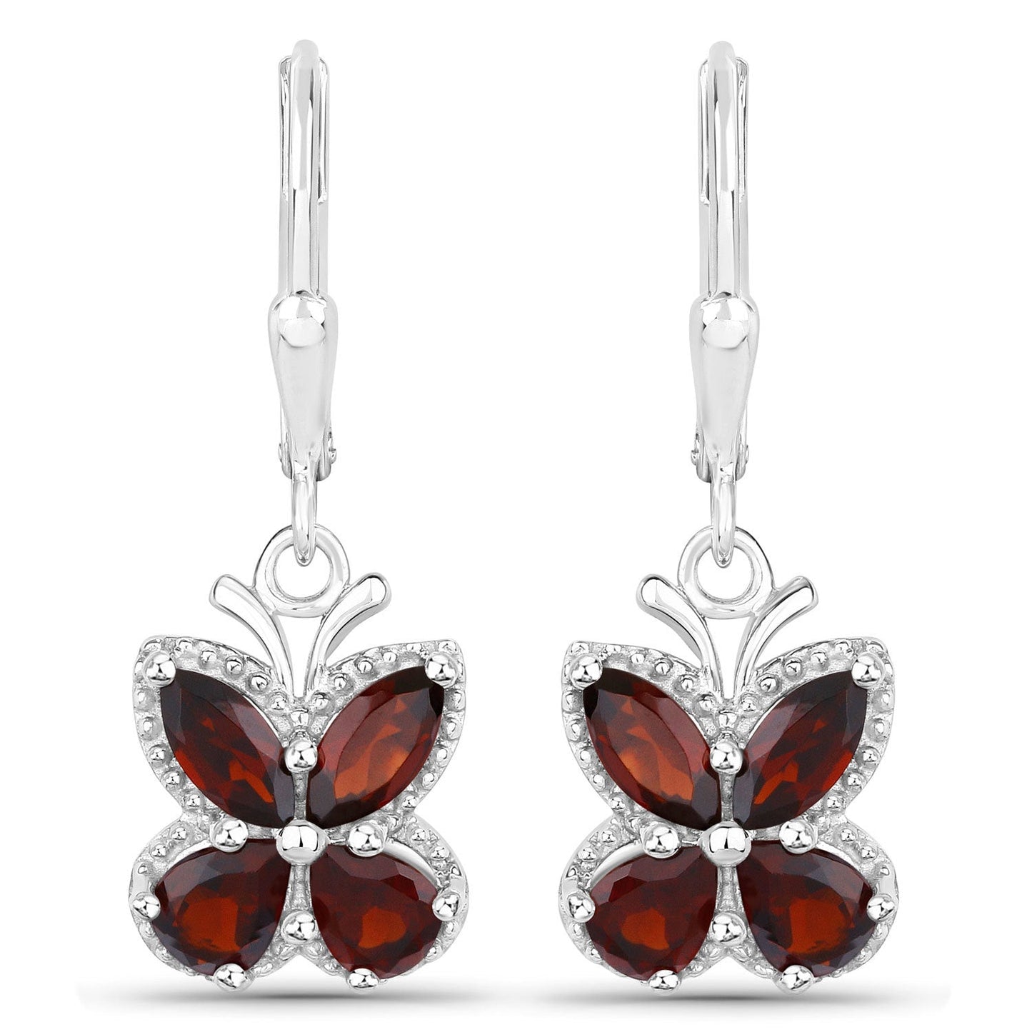 Boucles d'oreilles en argent sterling .925 avec grenat véritable de 2,60 carats