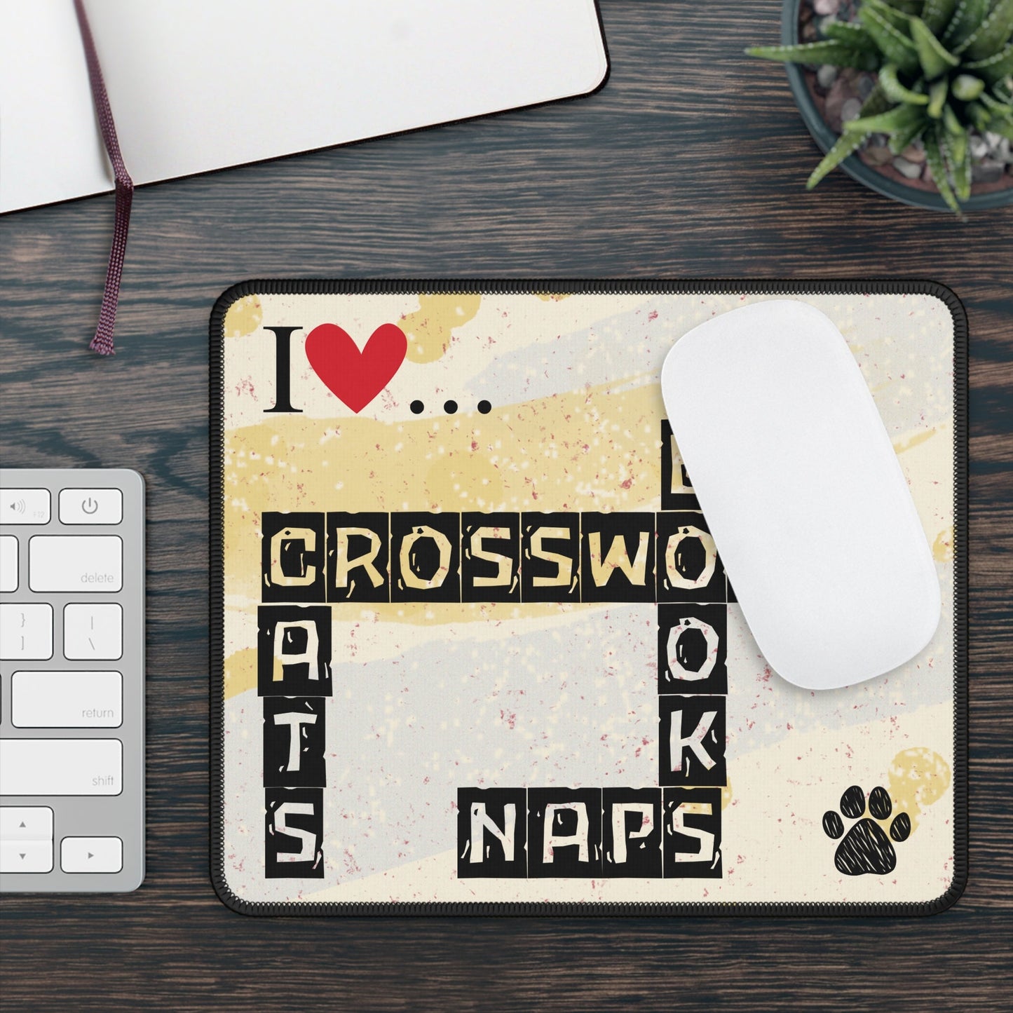 Purrfectly Designed Crosswords Cat-Themed Gaming Mouse Pad - Korvel