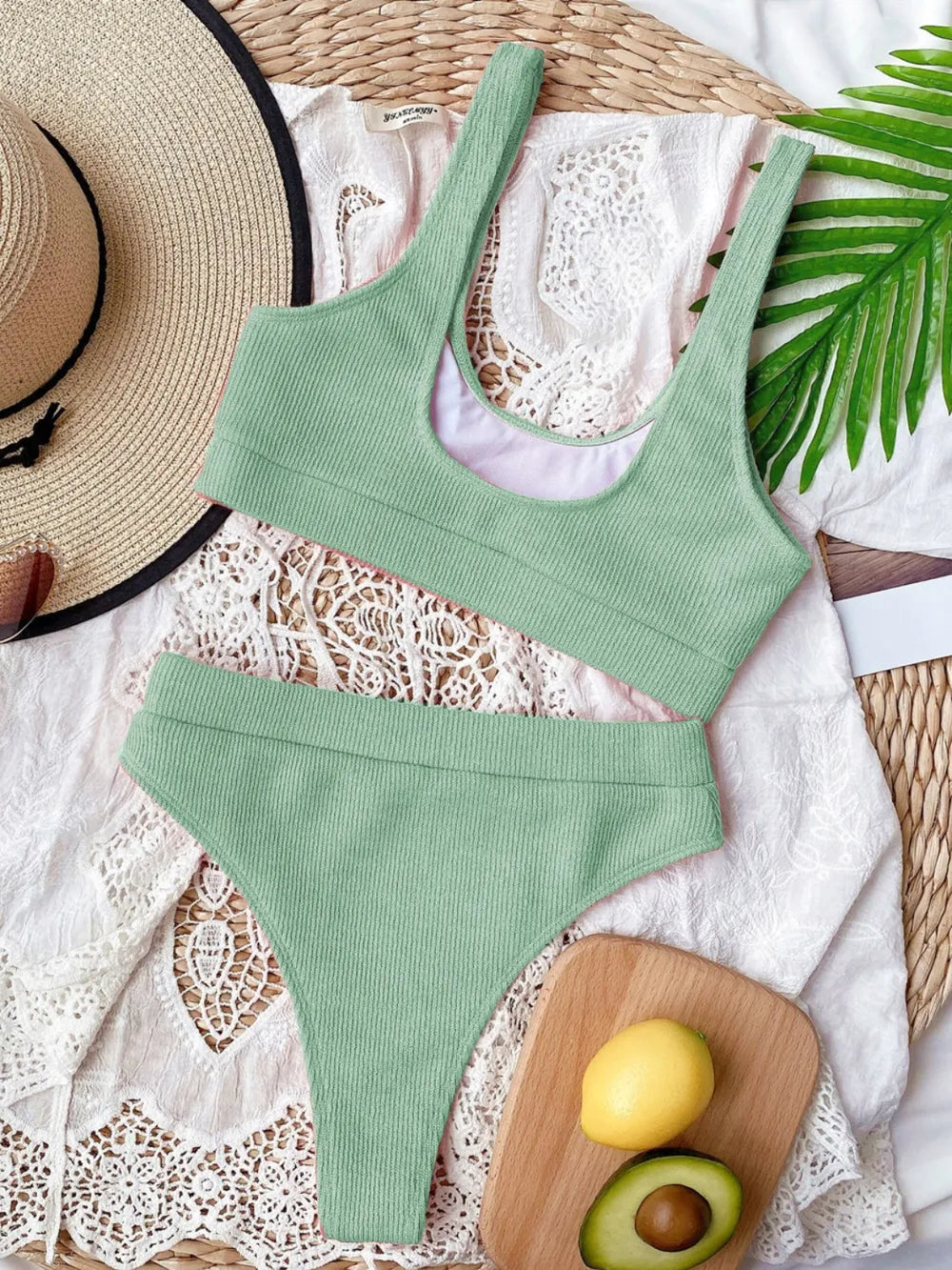 Scoop Neck Wide Strap Two-Piece Swim Set - Korvel