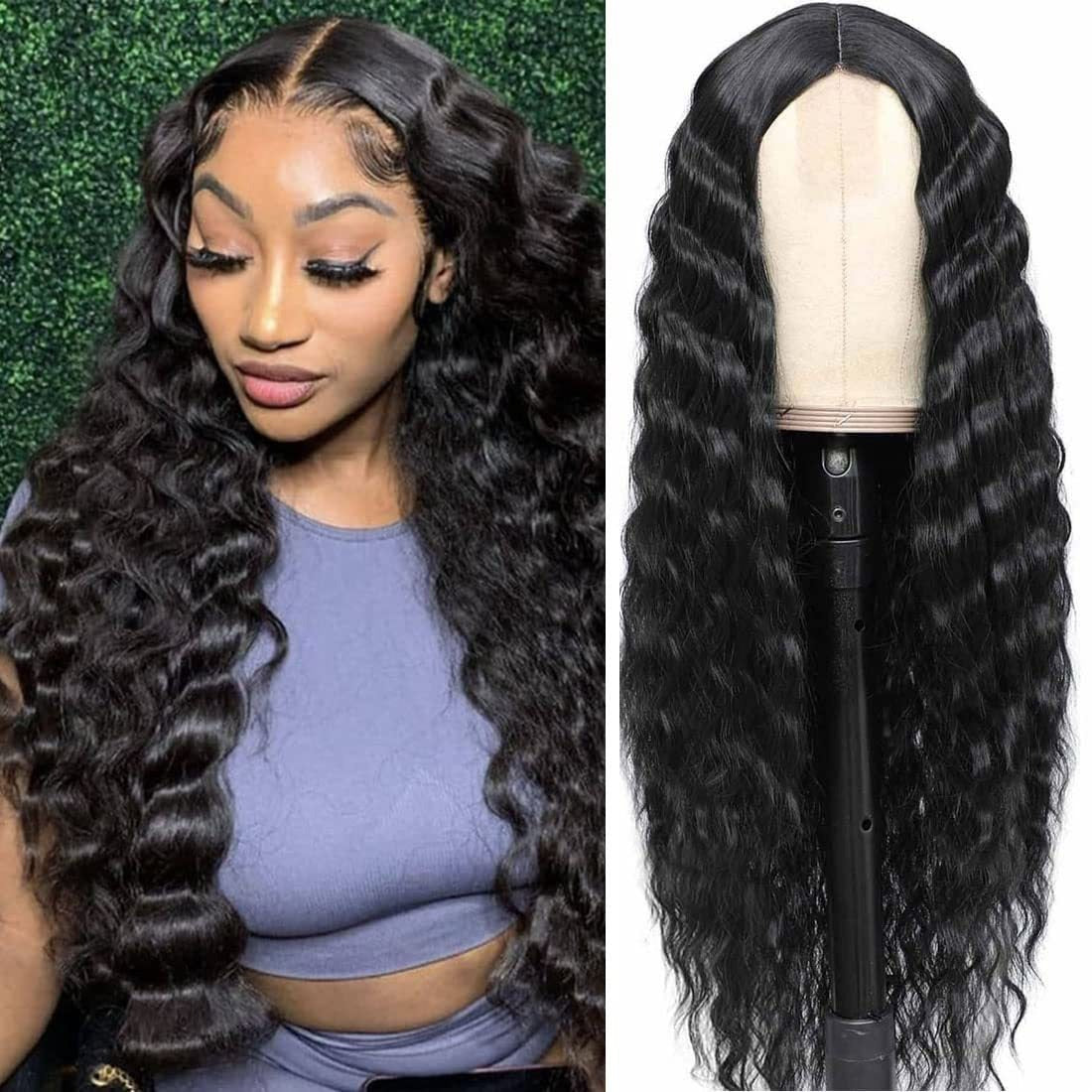 European and American Women's Wig Small Lace Center Deep Wave Long Curly Wig Headband Lace Wigs - Korvel