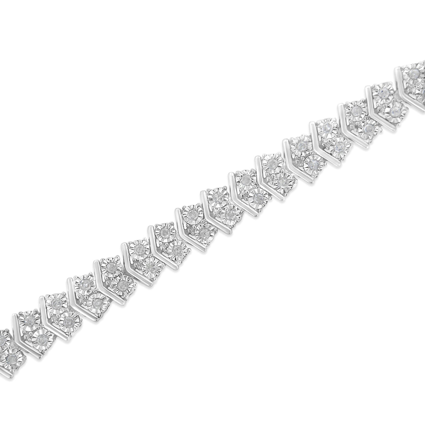 Bracelet de tennis Chevron 2 pierres en argent sterling .925 1,0 Cttw - 7"