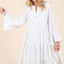 Chic Tiered Flare Sleeve Dress – Stylish Elegance with Notched Neckline - Korvel