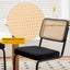 Dining Chairs Set of 2 velvet wicker side decorative chairs, black painted legs, modern medieval Bruell designed chairs, - Korvel