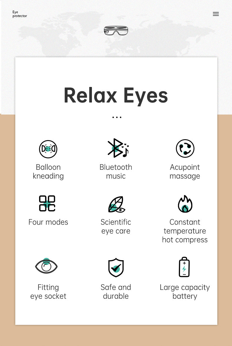 Eye Massager Air Pressure Vibration Eye Protector Bluetooth Eye Massage Relax Migraines Relief Improve Sleep - Korvel