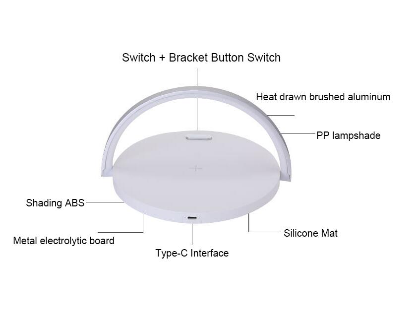 Lampe de Chargeur Sans Fil Qi en Bois - Support de Chargement Élégant pour Bureau