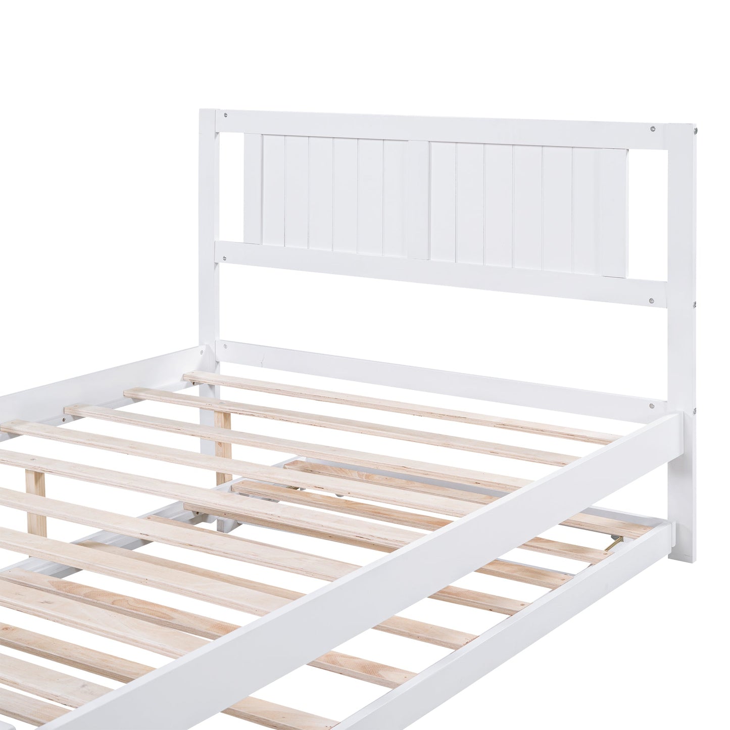 Lit plateforme de taille complète avec trundle ajustable - Blanc