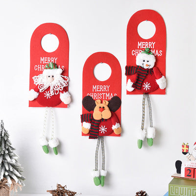 New Christmas Decorations Window Display Pendant Cartoon Old Man Snowman Doll Christmas Fabric Door Hanging - Korvel