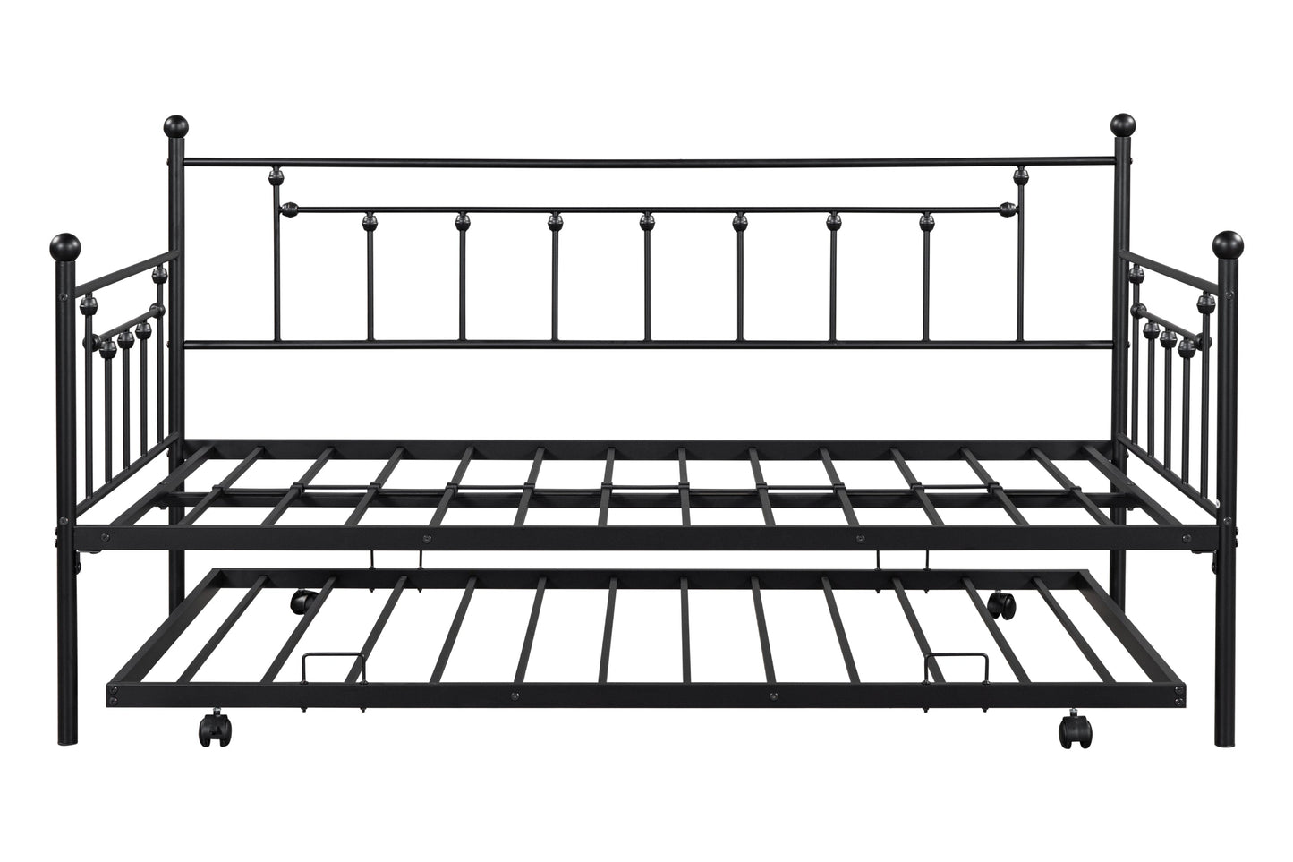 Retro Black Metal Double Bed with Flexible Ear Shaft