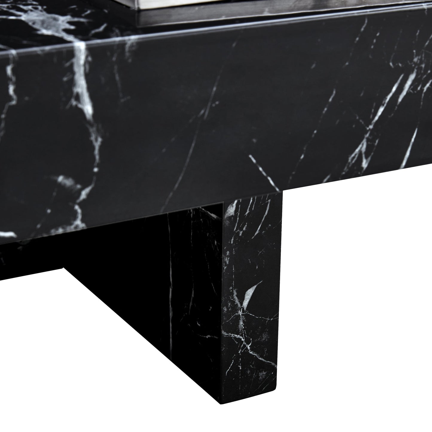 A modern and practical coffee table made of MDF material with black patterns - Korvel