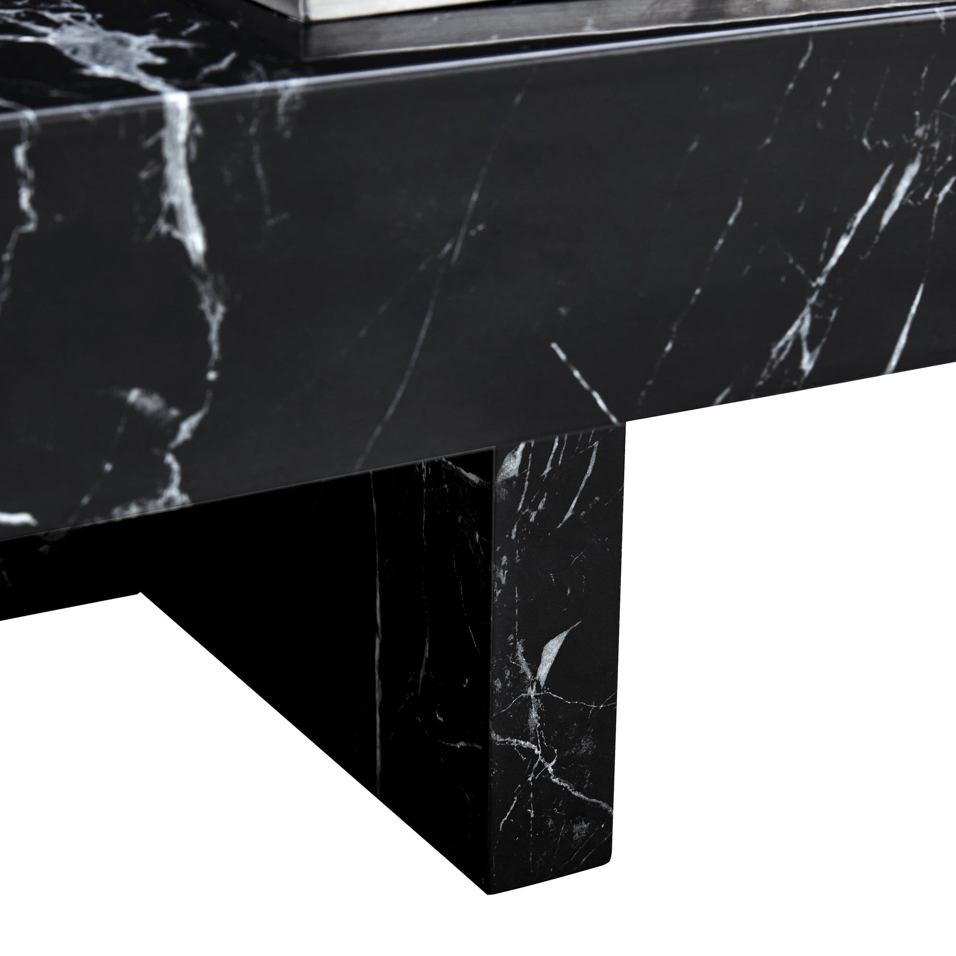 A modern and practical coffee table made of MDF material with black patterns - Korvel
