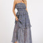 Robe maxi à col halter en fleurs froncées et volantes
