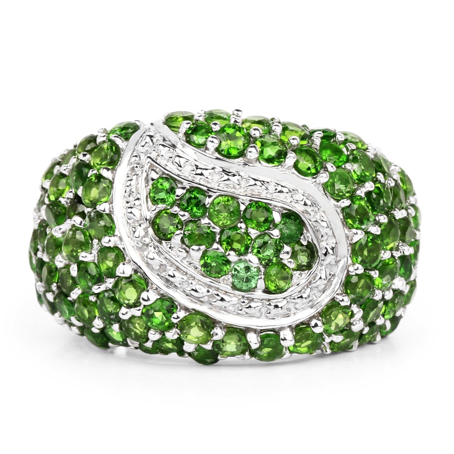 5.18 Carat Genuine Chrome Diopside Sterling Silver Engagement Ring