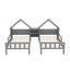 Double Twin Size Platform Bed with House-shaped Headboard and a Built-in Nightstand  Grey - Korvel