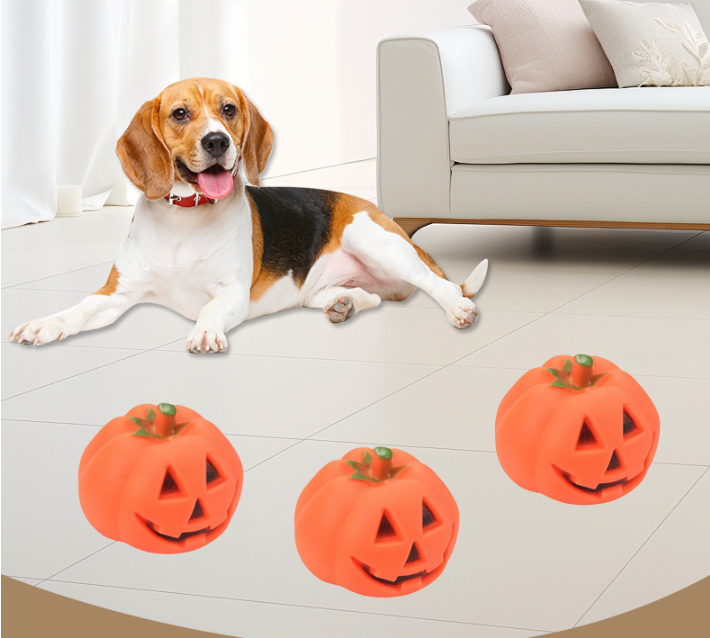 Halloween Pumpkin Interactive Dog Toy - Rubber Chew Toy