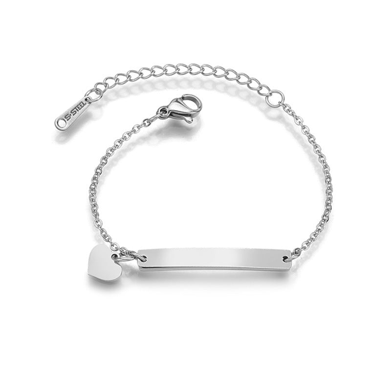 Stainless steel personalized engraved three color curved bracelet simple and personalized women's bracelet - Korvel