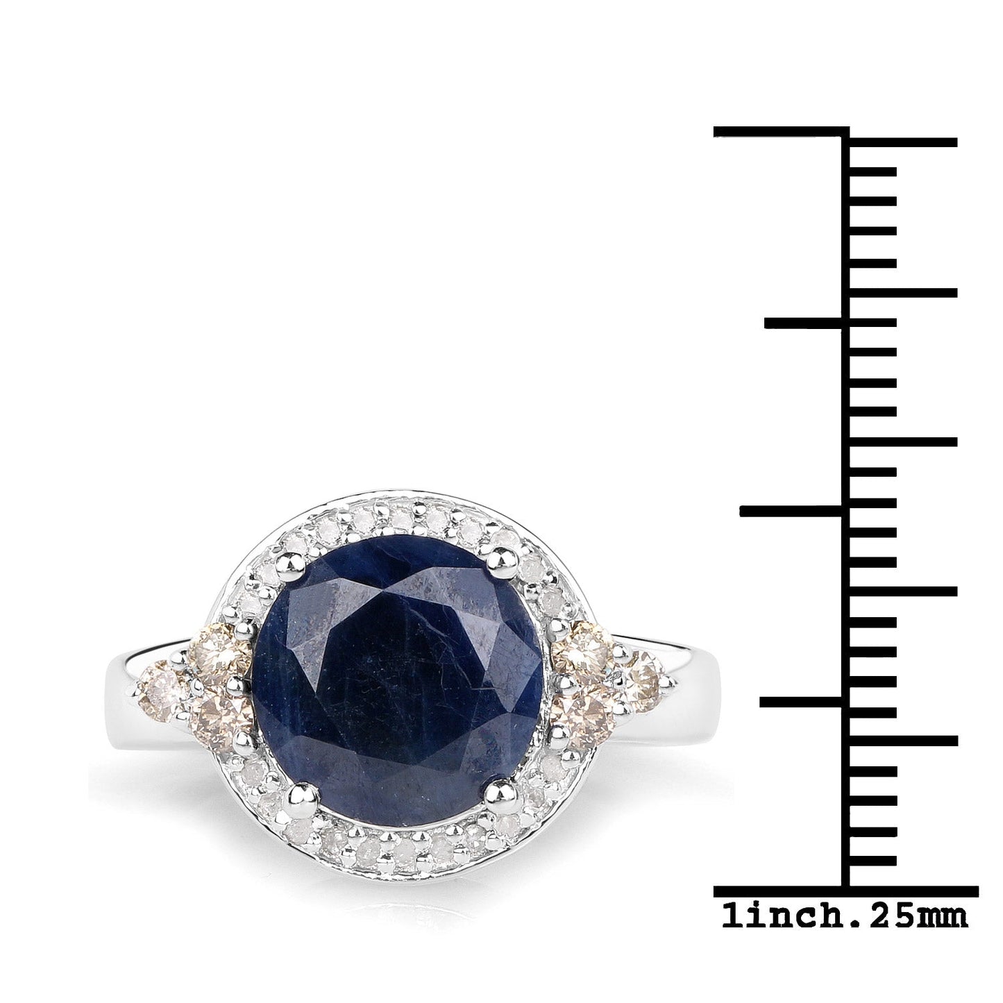 4.10 Carat Blue Sapphire and Diamond .925 Sterling Silver Ring
